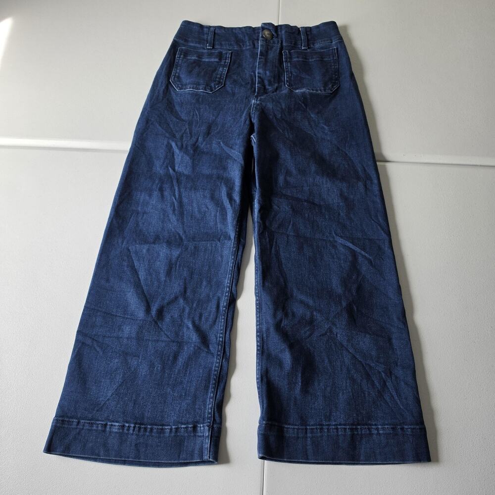 Maeve Anthropologie Jeans Womens 31 Blue Colette High Rise Wide Leg Crop Denim